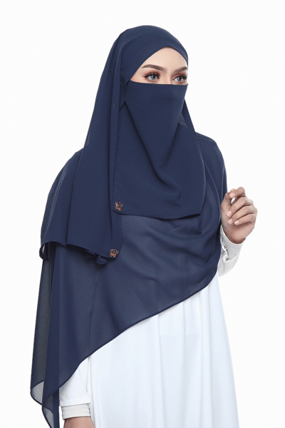 PLAIN CHIFFON SHAWL - NAVY BLUE